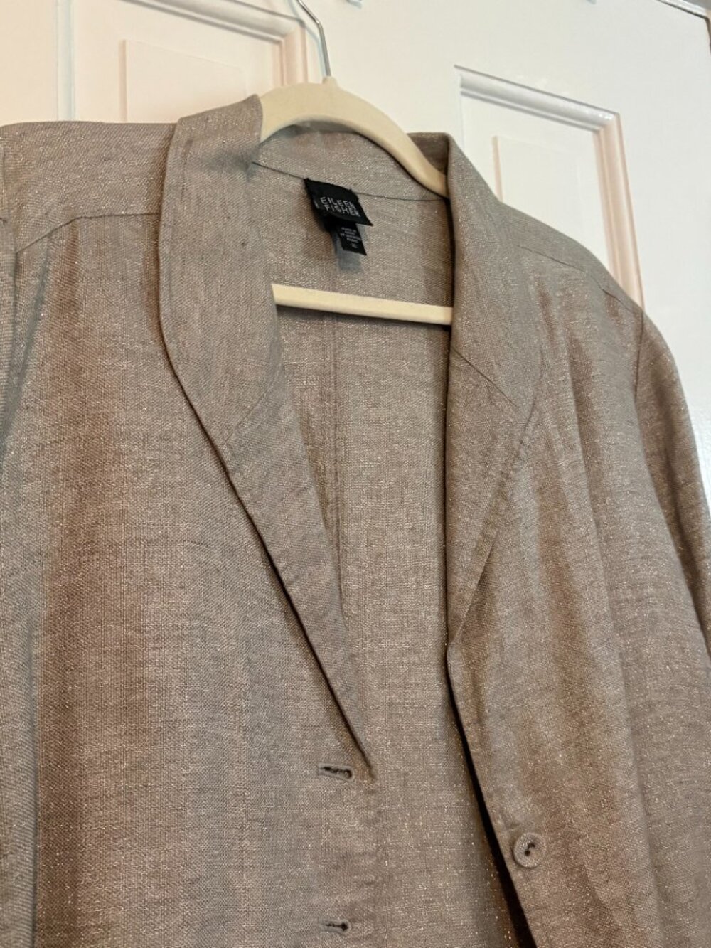 Eileen Fisher Linen Blazer Sparkle Metallic - XL - note small flaw - Picture 8 of 8